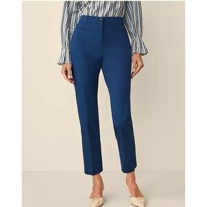 Ann Taylor The Crop Denim Blue Embroidered Side Mid Rise‎ Pant size 6 NWT